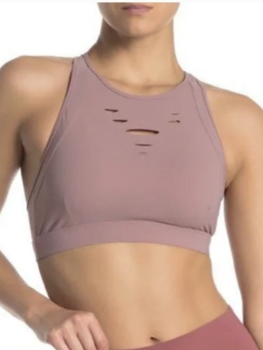 Alo Yoga Ripped Warrior Sports Bra Mauve Size M